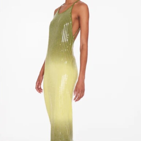 Rat & Boa Lime Sequin Midi Dress
